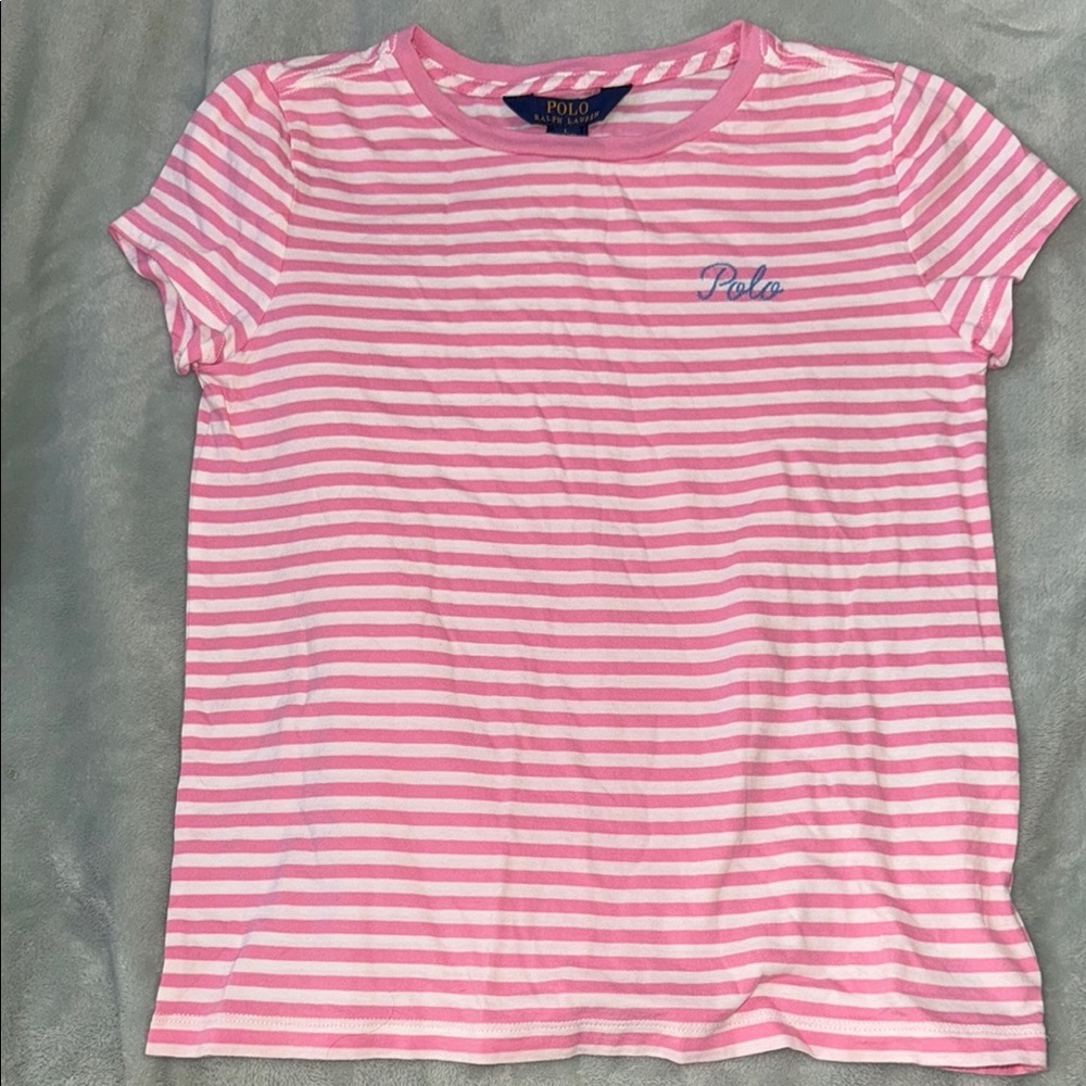 Polo by Ralph Lauren Kids Pink and White Striped Tee
